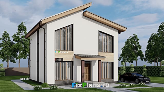Одноэтажный дом с мансардой  F-6281