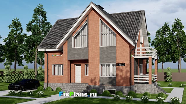 Одноэтажный дом с мансардой  F-5840