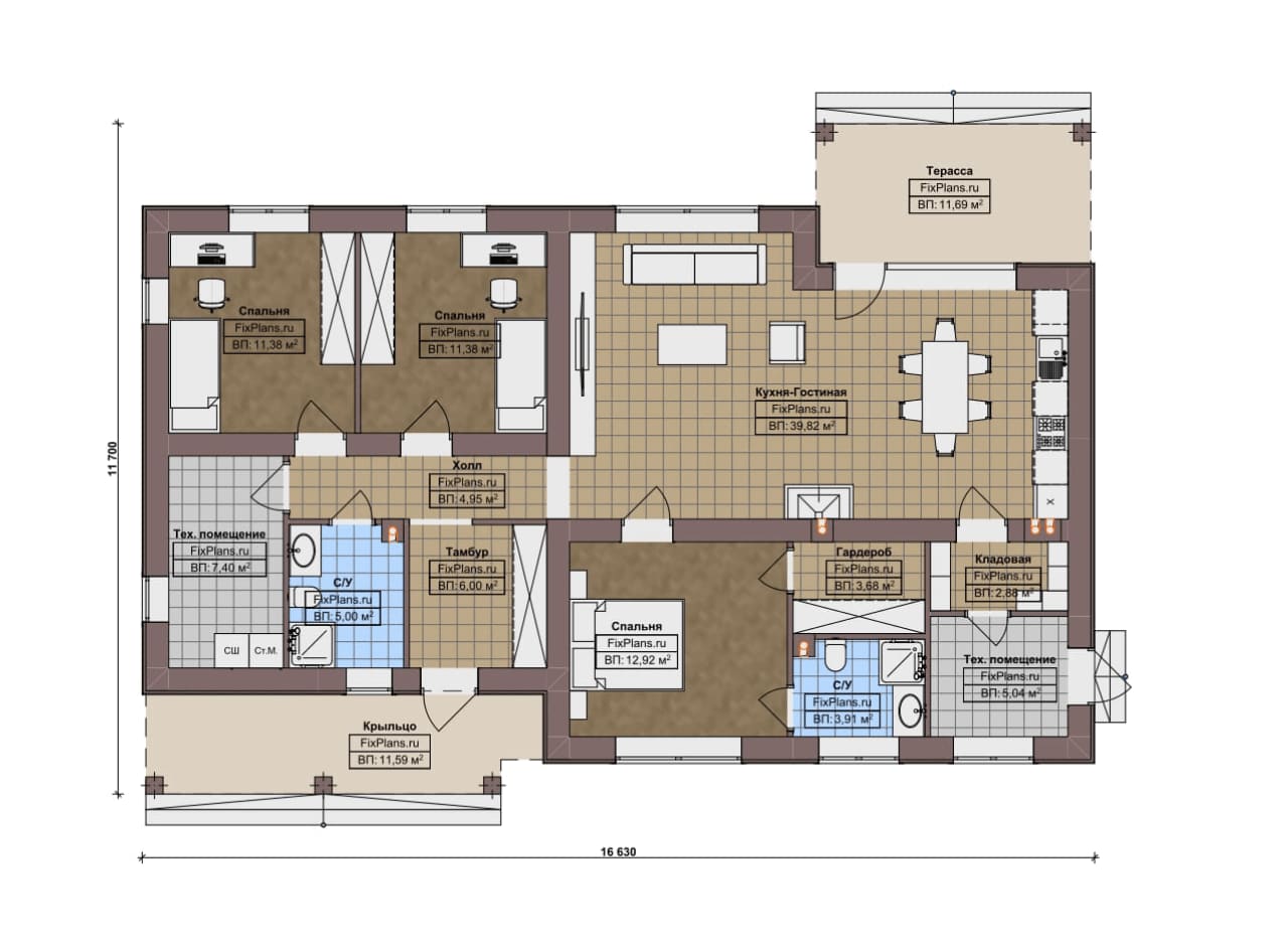 Планировка Одноэтажный дом F-18035