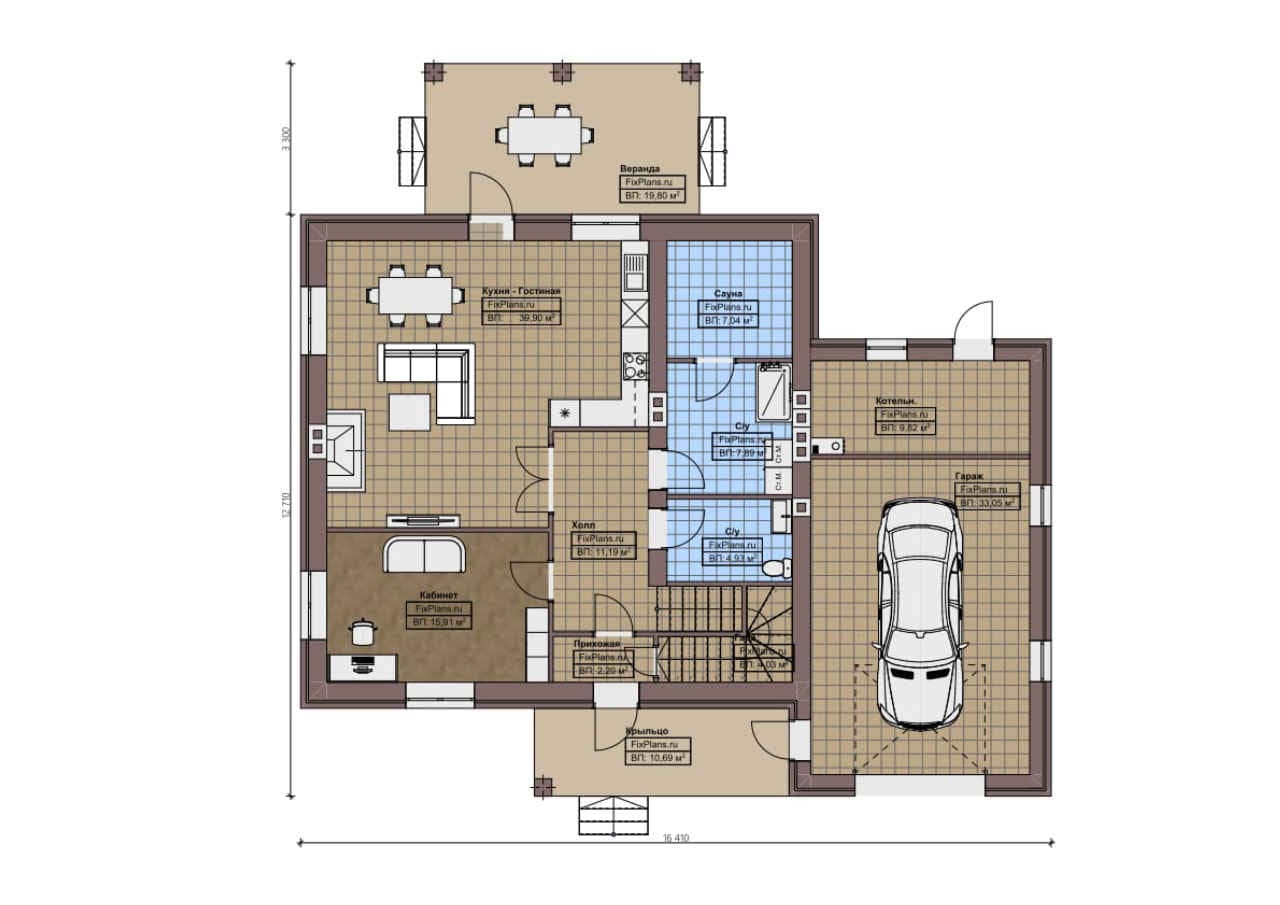 Планировка Двухэтажный дом F - 1493
